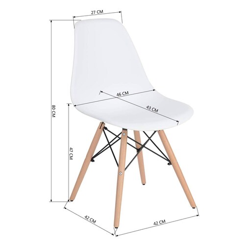 Silla Eames Madera Comedor Oficina Blanco