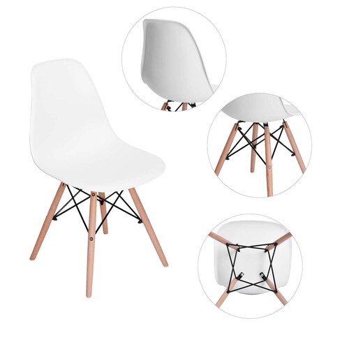 Silla Eames Madera Comedor Oficina Blanco