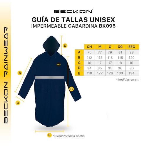 Impermeable gabardina para lluvias rainwear premium quality bk095 unisex Beckon