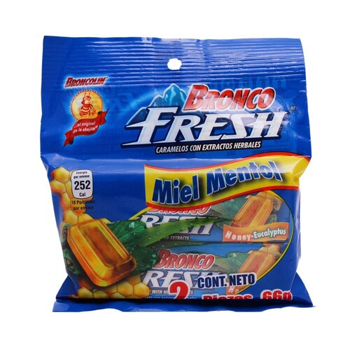 BRONCO FRESH CARAMELOS DE MIEL Y EUCALIPTO PACK 2 66G