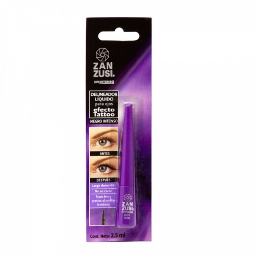 Zanzusi Delineador Líquido Ojos Negro Efecto Tattoo 2.5 Ml