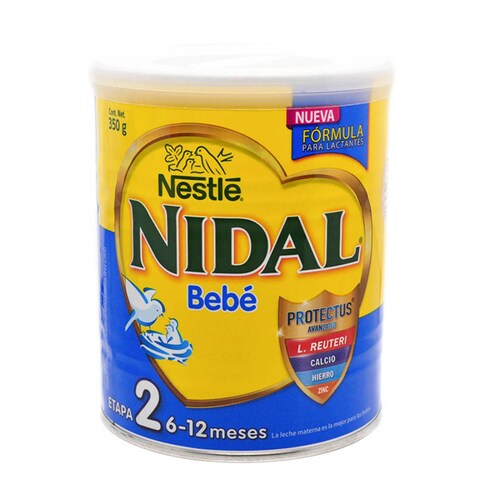 NIDAL BEBÉ 2 FÓRMULA INFANTIL PARA LACTANTES DE 6 A 12 MESES 350 GR LATA