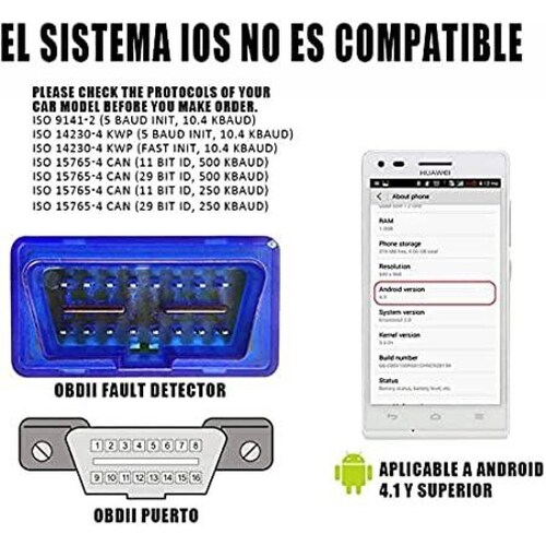 Escaner OBD2 ELM327 Para Renault Fluence 2001 - 2017 (Alerón) 