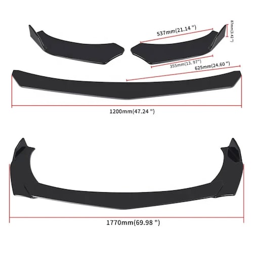 3 Pza Splitter Facia Del Para Chevrolet R3500 Pickup 1988 - 1991 (Dtouch) 