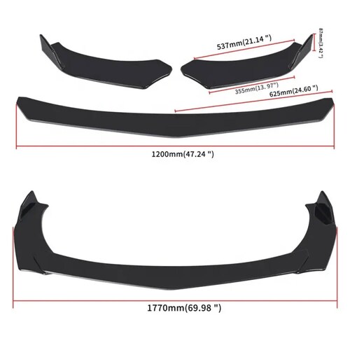 3 Pza Splitter Facia Del Para Jeep Commando 1966 - 1970 (Dtouch)