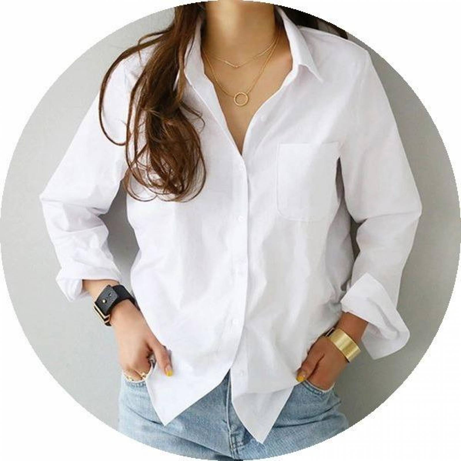 Camisa blanca discount dama manga larga