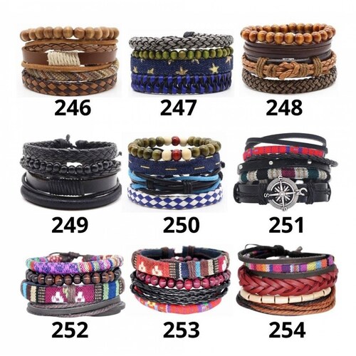 Set De 4 Pulseras Brazalete Colección Hombre Mpb-237/248 245