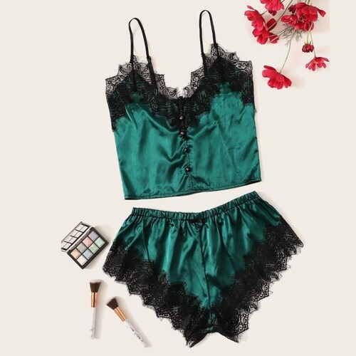 Hermosa Pijama Para Mujer Conjunto De Satin Mpb-572 