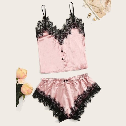 Hermosa Pijama Para Mujer Conjunto De Satin Mpb-572 