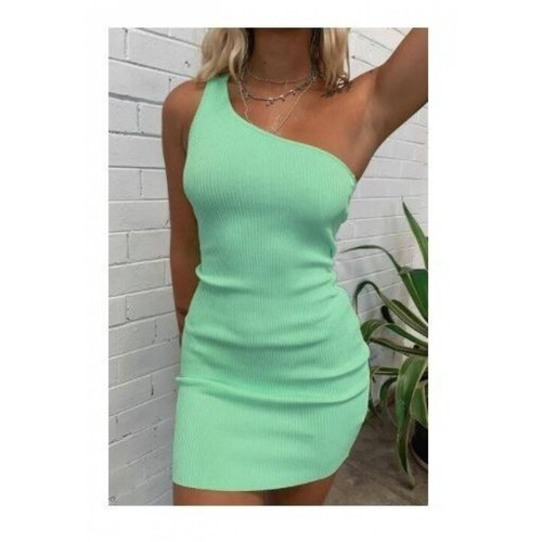 Vestido Un Hombro Ajustado A La Moda Mujer Colores V-103 