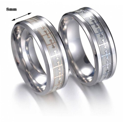 Anillo Hombre Acero Inoxidable Cruz Fluorescente Mpb-306 