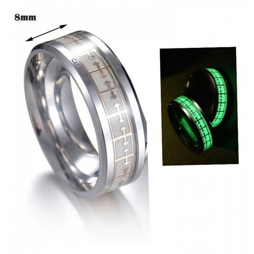 Anillo Hombre Acero Inoxidable Cruz Fluorescente Mpb-306 