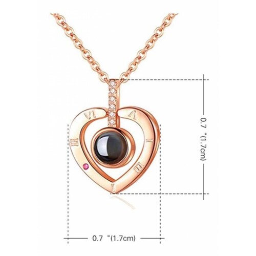 Collar Proyección Te Amo 100 Idiomas Mas Caja De Regalo J-003 CORAZÓN