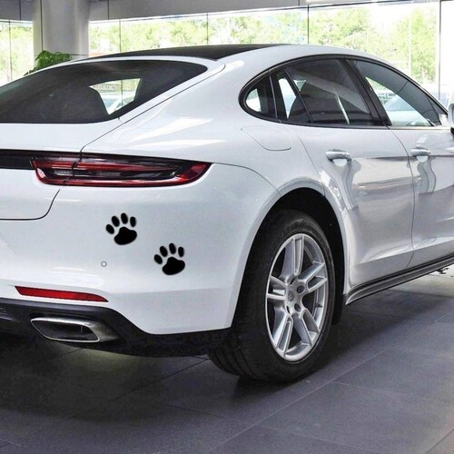 2 Calcomanias Engomadas Para Auto Huella Animal A-071 Negro
