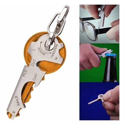 Porta Llave Multiherramienta Supervivencia 8 En 1 Mpb-416 Plata