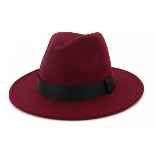 Sombrero Fieltro De Lana Con Listón Para Hombre A-043 Guinda
