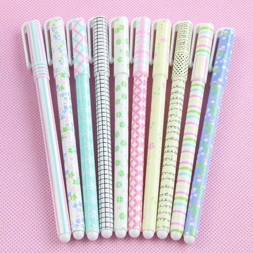 Set 10 Boligrafos De Gel Colores Kawaii + Estuche Mpb-461 