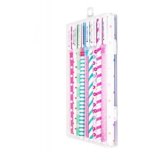 Set 10 Boligrafos De Gel Colores Kawaii + Estuche Mpb-461 
