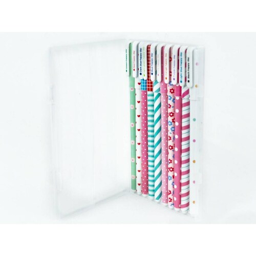 Set 10 Boligrafos De Gel Colores Kawaii + Estuche Mpb-461 