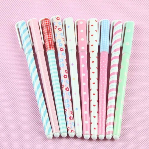 Set 10 Boligrafos De Gel Colores Kawaii + Estuche Mpb-461 