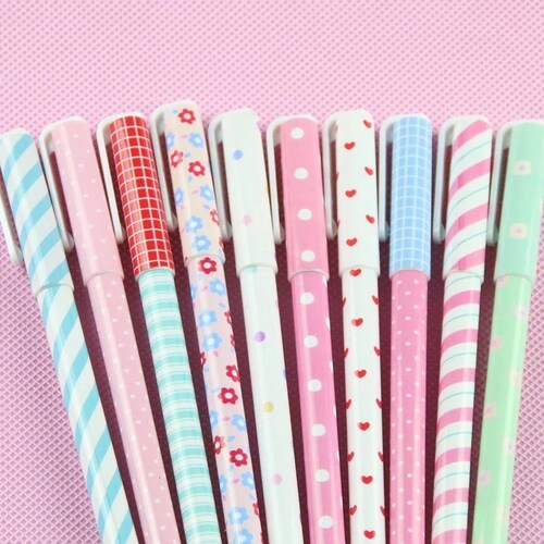 Set 10 Boligrafos De Gel Colores Kawaii + Estuche Mpb-461 