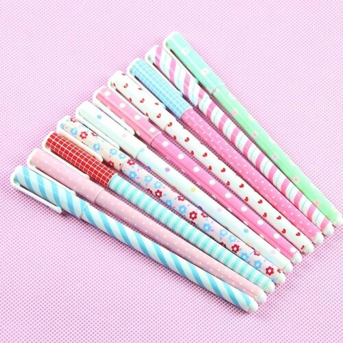 Set 10 Boligrafos De Gel Colores Kawaii + Estuche Mpb-461 