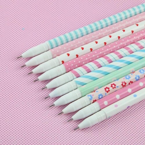Set 10 Boligrafos De Gel Colores Kawaii + Estuche Mpb-461 