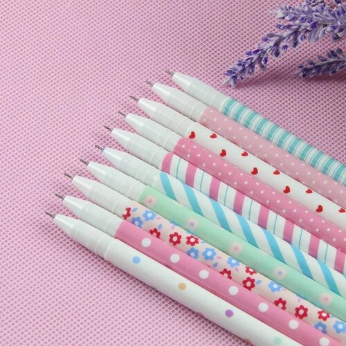 Set 10 Boligrafos De Gel Colores Kawaii + Estuche Mpb-461 