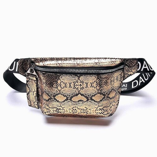 Bolsa Cangurera Daunavia Cintura Diseño Animal Print Mpb-588 Dorado