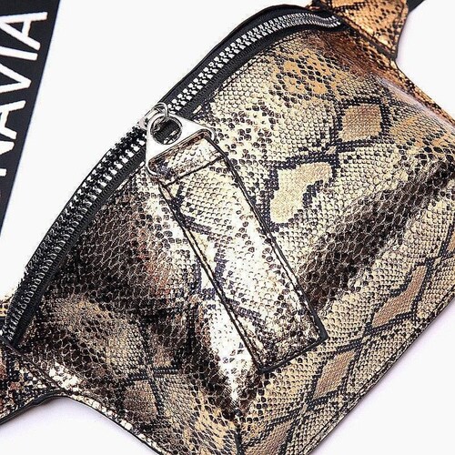 Bolsa Cangurera Daunavia Cintura Diseño Animal Print Mpb-588 Dorado
