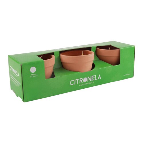 Citronela Solida Paquete Con 3 Macetas De Barro 