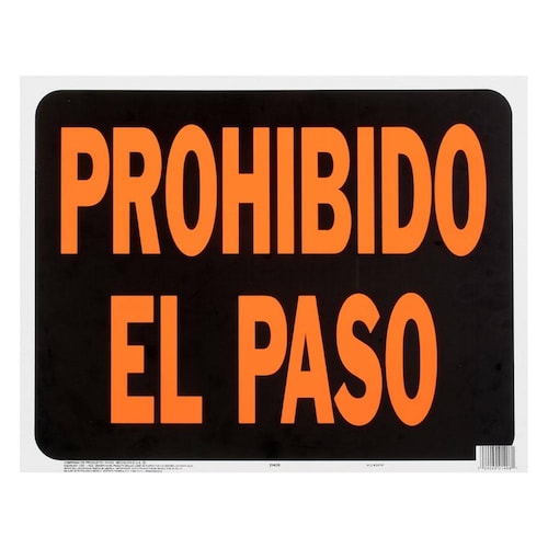 Letrero De Plástico Para Pared Prohibido El Paso 37 X 47 Cm 