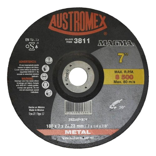 Disco Para Desbaste De Metal De Óxido De Aluminio 7 Pulgadas 