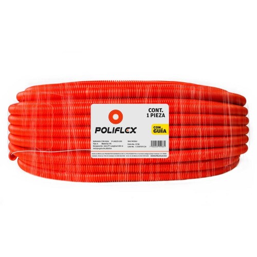 Poliflex 1/2 Pulgada 100 M Con Guía Naranja 