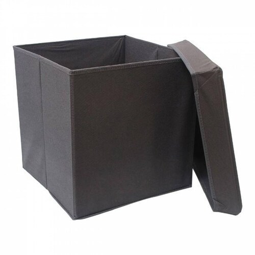 Cubo Asiento Plegable Para Almacenaje Gris 