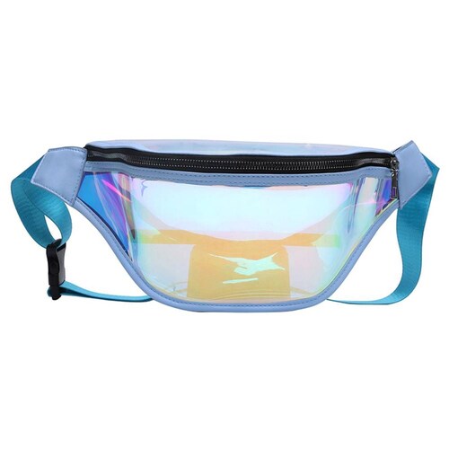 Bolsa Cintura Cangurera Transparente Brillo Oro Mpb-394 Azul