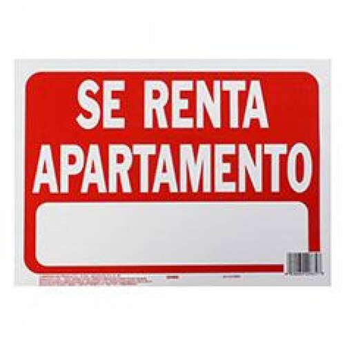 Letrero Plástico Pared Se Renta Apartamento 21.6x30.4cm 