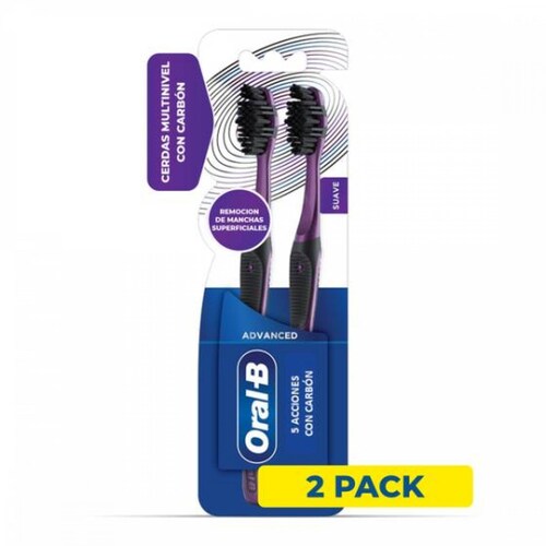 Cepillo Dental 5acciones Carbon Activado 2pack 2 pz 