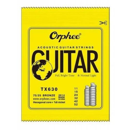 Paquete Cuerdas Para Guitarra Acustica Orphee Tx630 Mpb-431 