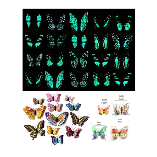 Imán Set 12Pz Mariposa Fluorescente Brilla Oscuridad J-044 