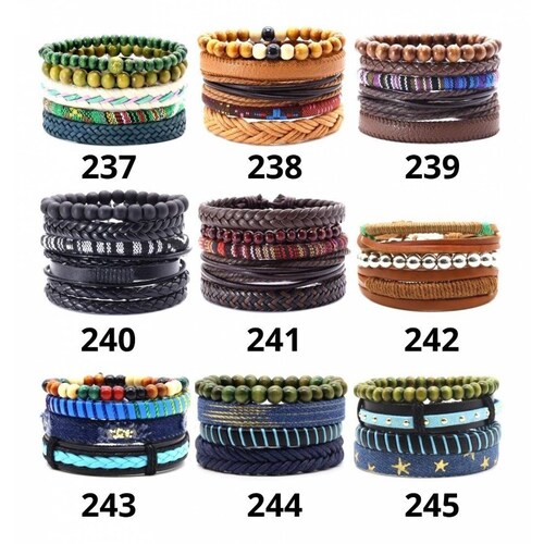 Set De 4 Pulseras Brazalete Colección Hombre Mpb-237/248 1