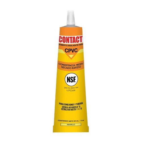 CEMENTO CONTACT PARA CPVC AMARILLO EN TUBO DE 60 M 