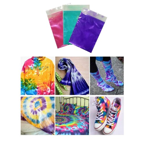 Set Pinturas Textil en Polvo 3 Colores TIE DYE J-065 Purpura