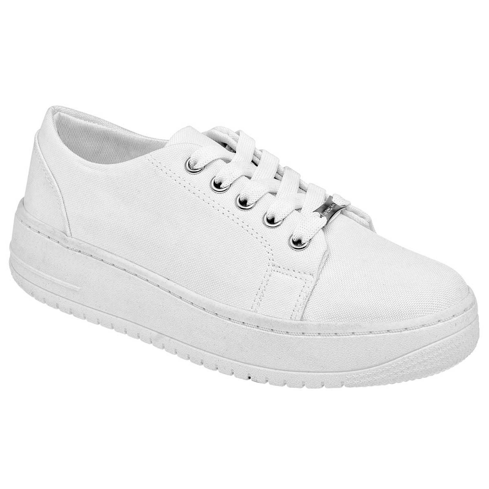 Tenis branco best sale plataforma via marte