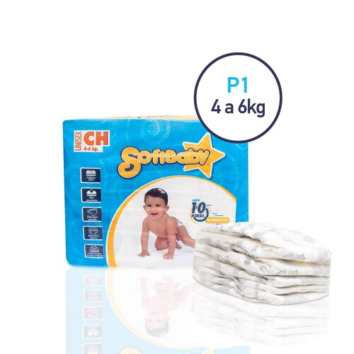Pañales Para Bebé con 20 Pzs Marca SOFT BABY