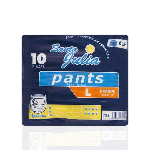 Pañales Tipo Calzon Para Adulto Con 10 Pzs Santa Julia 