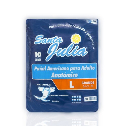 Pañales Para Adulto Con 10 Pzs Santa Julia
