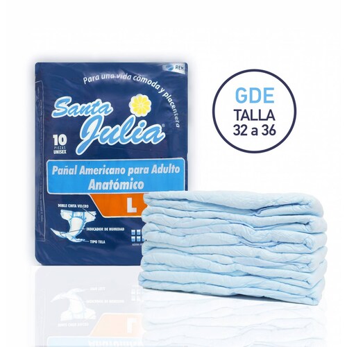 Pañales Para Adulto Con 10 Pzs Santa Julia