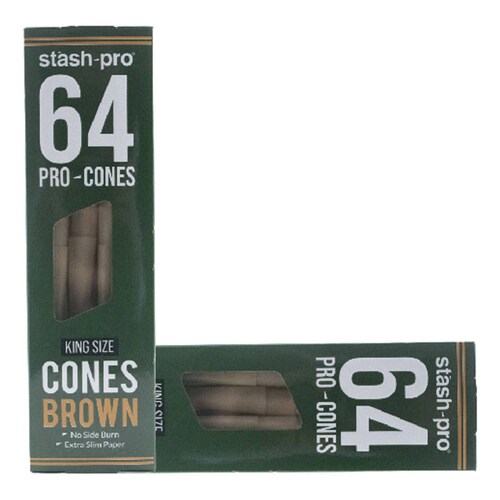 Caja de 64 conos pre rolados Pro Premium King Size ultra fino Marca STASH PRO