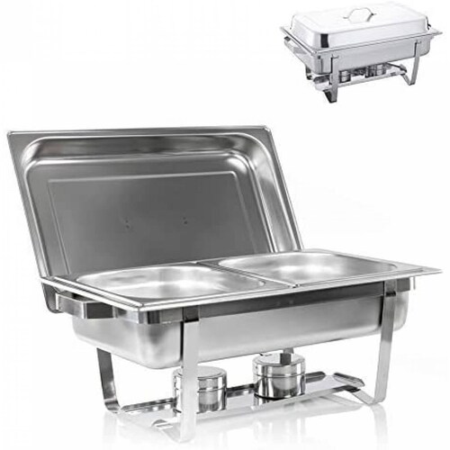 Chafer Buffet Chafer Bufetera Rectangular de Acero Inoxidable de 95 L Con medios y Charola completa